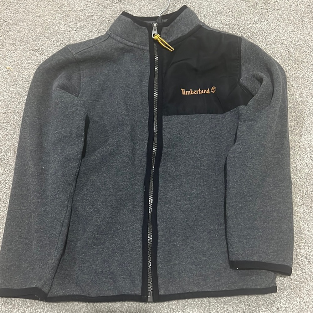 Timberland Kids zip up Jacket or Coat youth size 7 grey and black